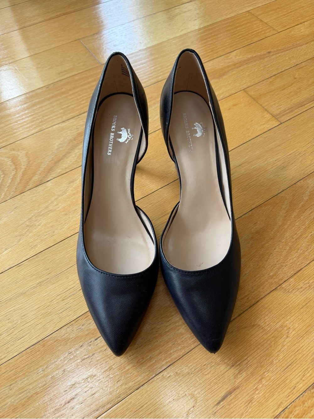 Brooks Brothers Classic Black Leather Pointed-Toe Women's Heels